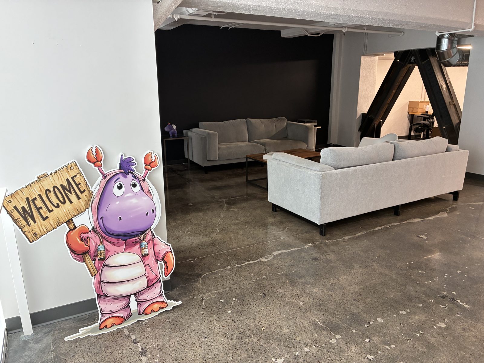 Walk in and the welcome committee is already waiting.