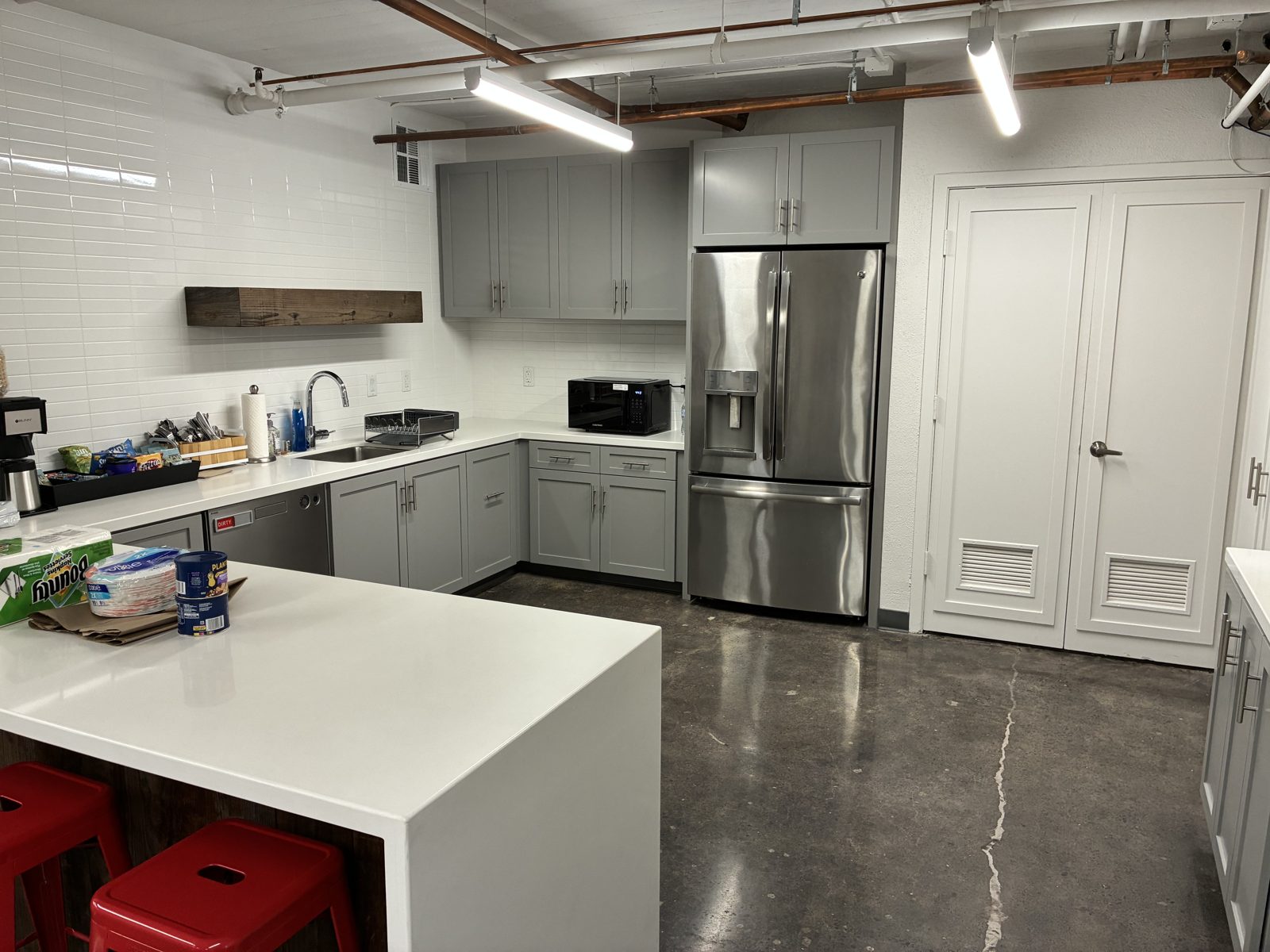 A fully stocked kitchen — coffee and snacks on tap.